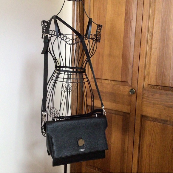 Lia Numa Black leather shoulder/Crossbody Satchel - Picture 5 of 12